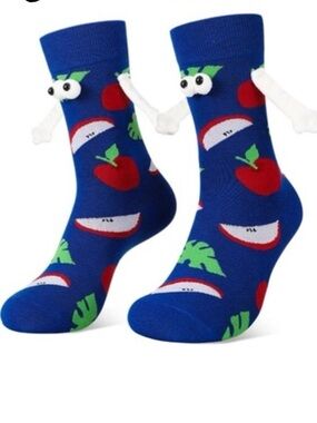 Magnetic Holding Hands Fruit Socks Funny Colorful Cotton for Men Women Size 8-12